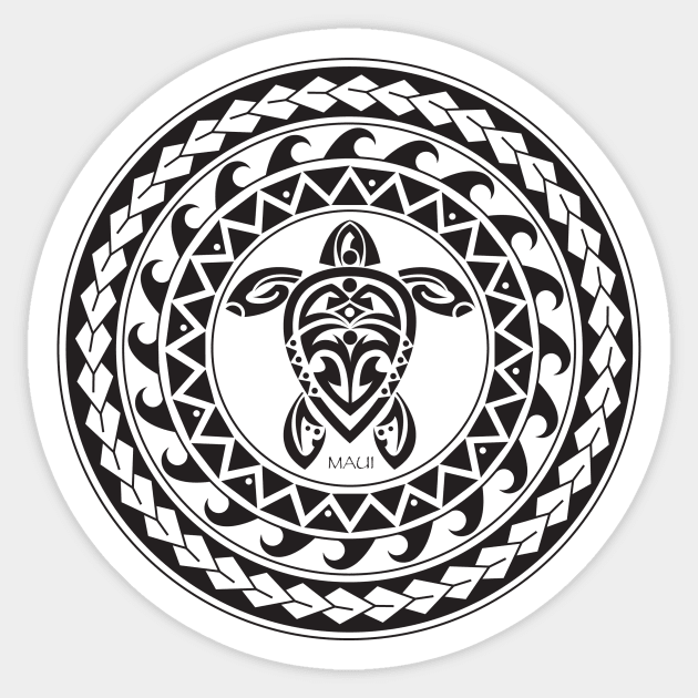 Tribal Turtle Tattoo Mandala Maui / B&W Sticker by srwdesign